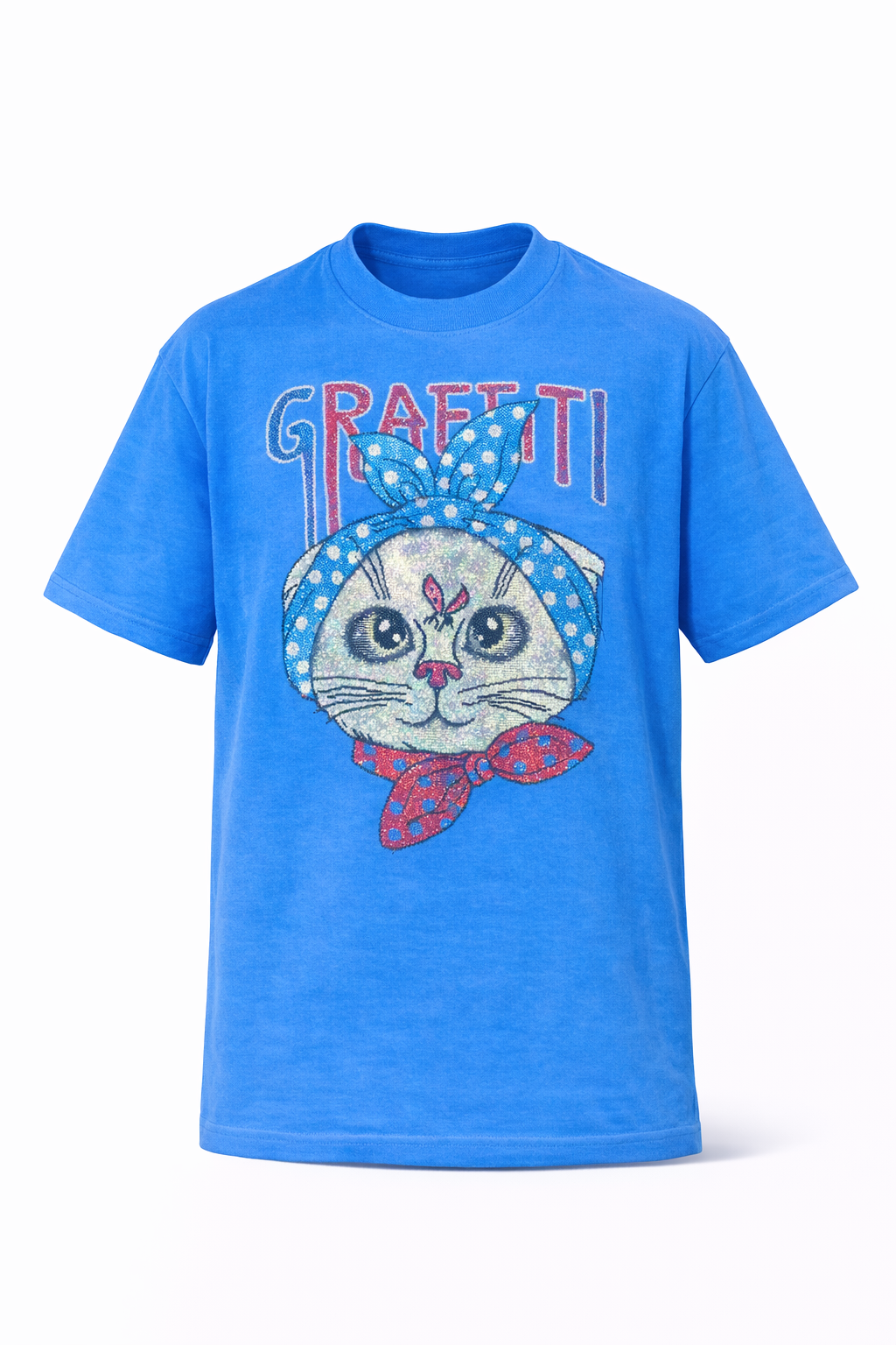 Blue Rhinestone Round Neck (Short Sleeve)